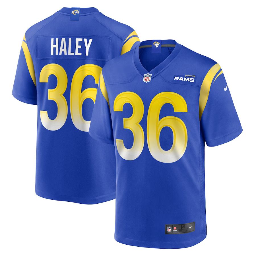 Men Los Angeles Rams 36 Grant Haley Nike Royal Game Player NFL Jersey